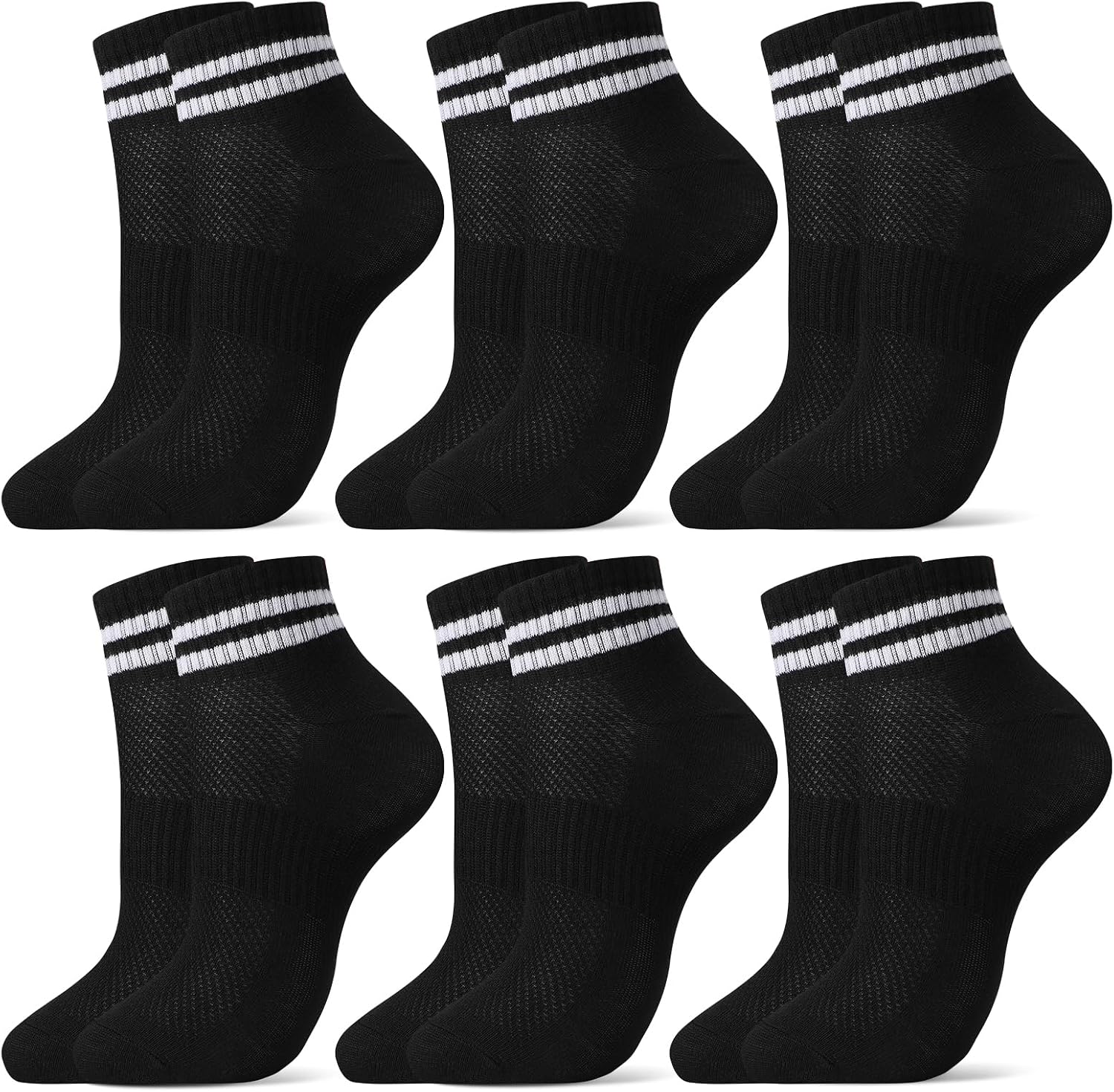 Sportsocken — für Damen, knöchelhoch, im Retro-Stil, schwarz